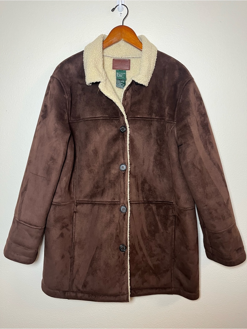 Lauren Ralph Lauren Brown Suede-Look Shearling Trench Coat